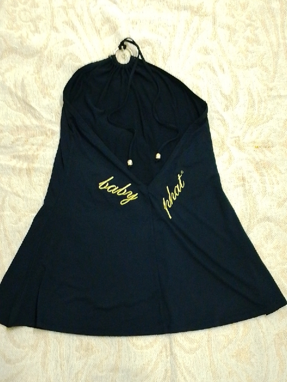 Baby Phat Black Halter Top with Gold Embroidery
